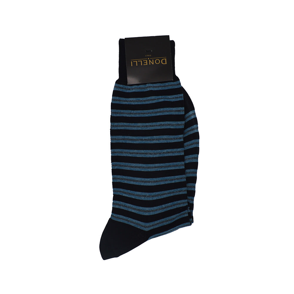 Men's Cotton Socks Blue and Black - Cellini Uomo