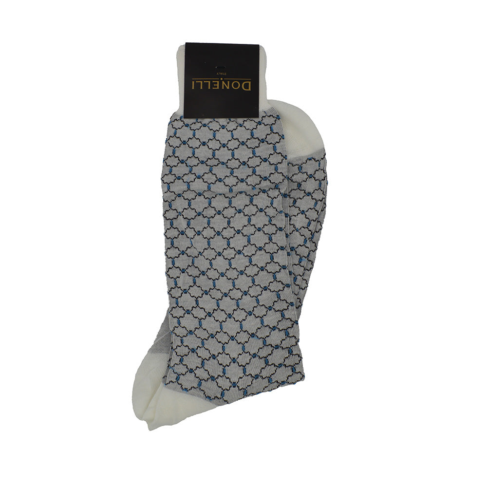 Men's Cotton Socks Light Blue and Grey - Cellini Uomo