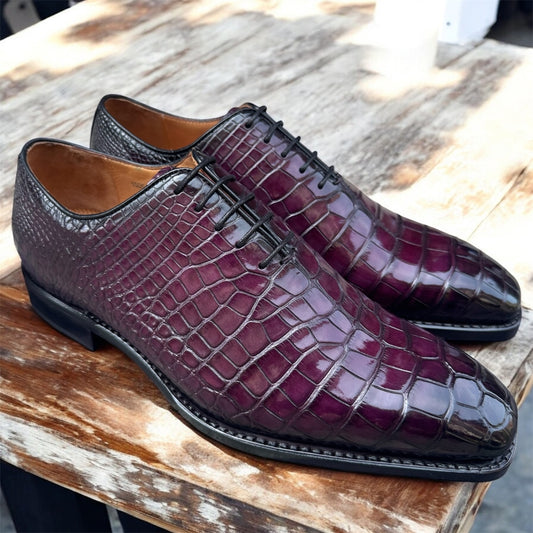 New Sheriff Collection Purple Wholecut Alligator Dress Shoes 1505-2002 - Cellini Uomo
