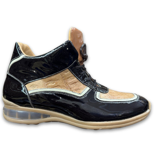 Mauri M797 Patent Leather and Hornback High-Top Sneakers - Cellini Uomo