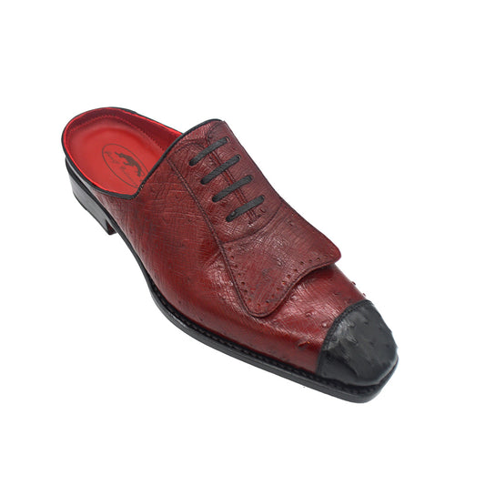 Sheriff Collection 2413-2002 Half Shoes Black and Burgundy Ostrich - Cellini Uomo
