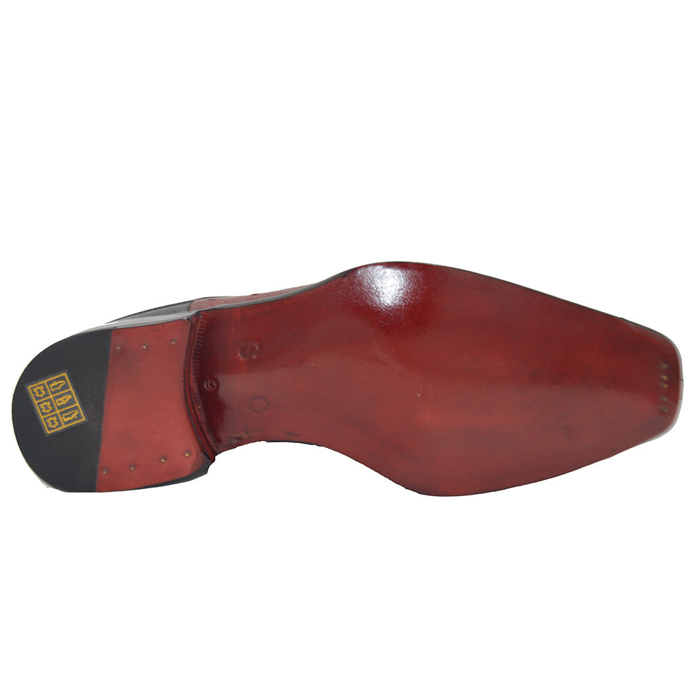 Sheriff Collection 2413-2002 Half Shoes Black and Burgundy Ostrich - Cellini Uomo