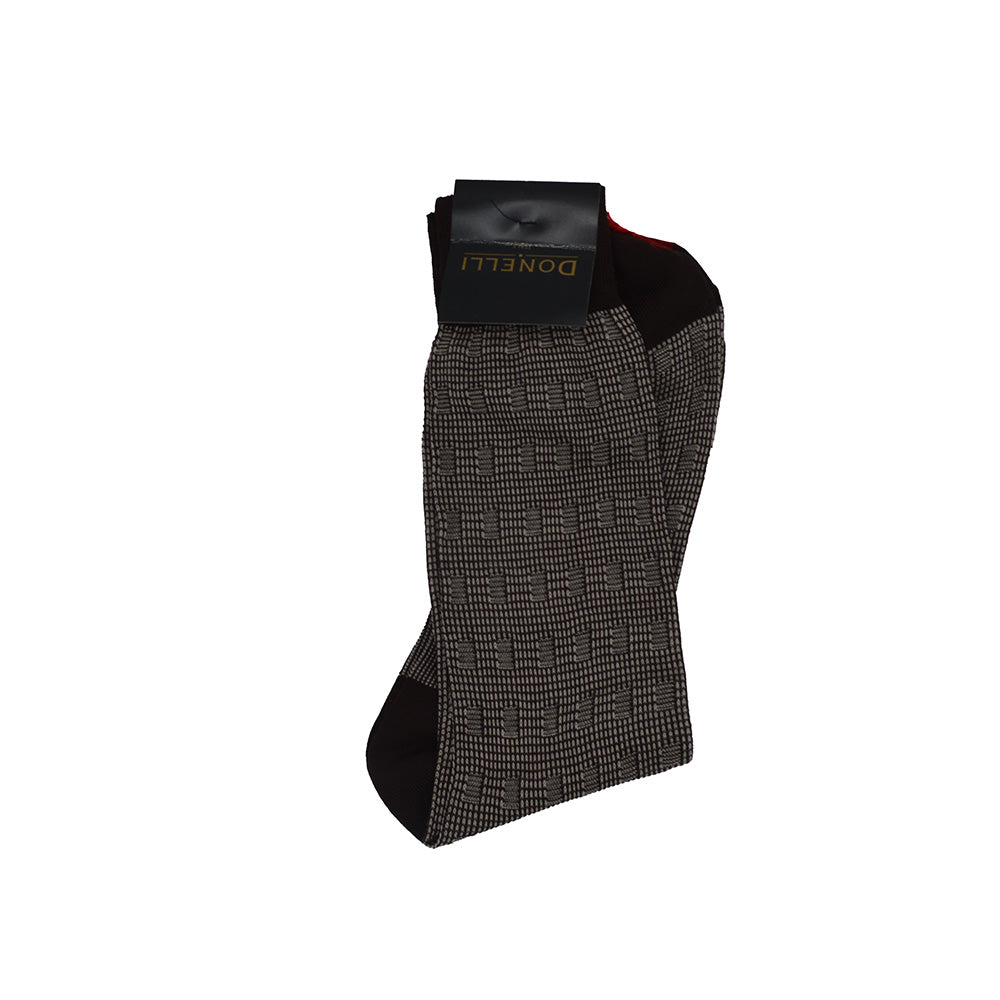Men's Cotton Socks Brown Details - Cellini Uomo