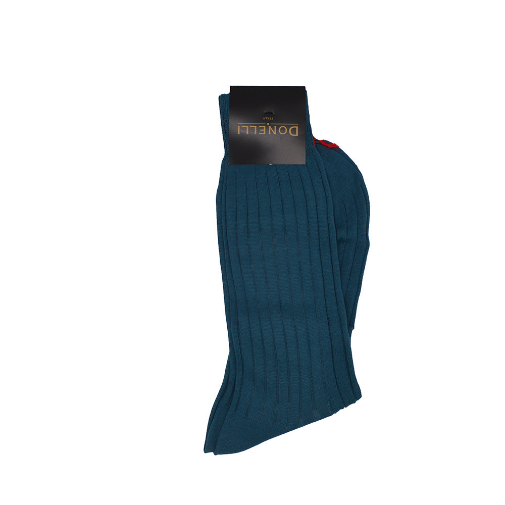 Men's Cotton Socks Solid Prussian - Cellini Uomo