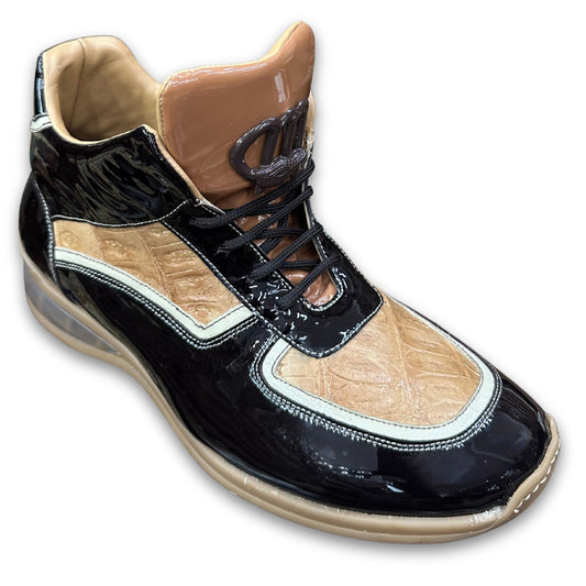 Mauri M797 Patent Leather and Hornback High-Top Sneakers - Cellini Uomo