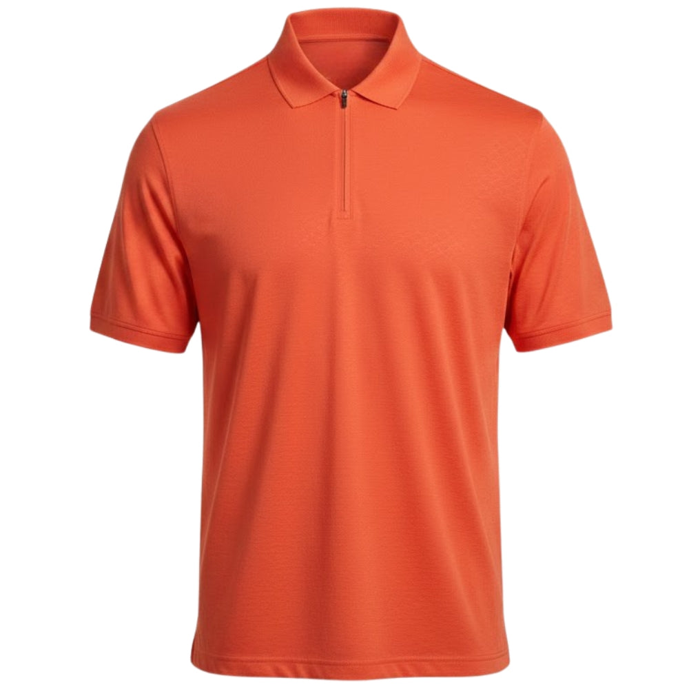 Monetchiaro half zip short sleeve polo shirt made from Italian cotton, featuring a classic collar and stylish design.