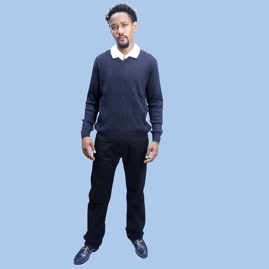 Montechiaro V-Neck Navy Italian Sweater 30129130M - Cellini Uomo