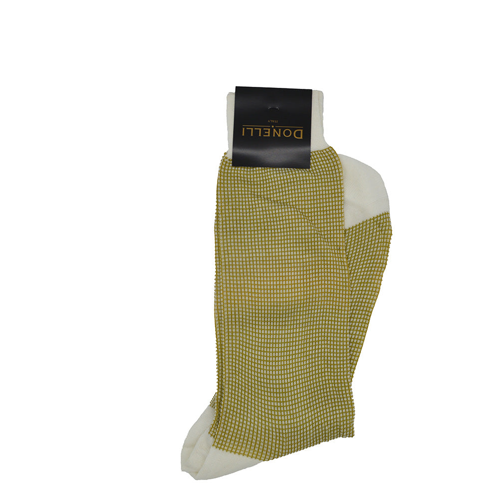 Men's Cotton Socks Off White and Pistachio - Cellini Uomo