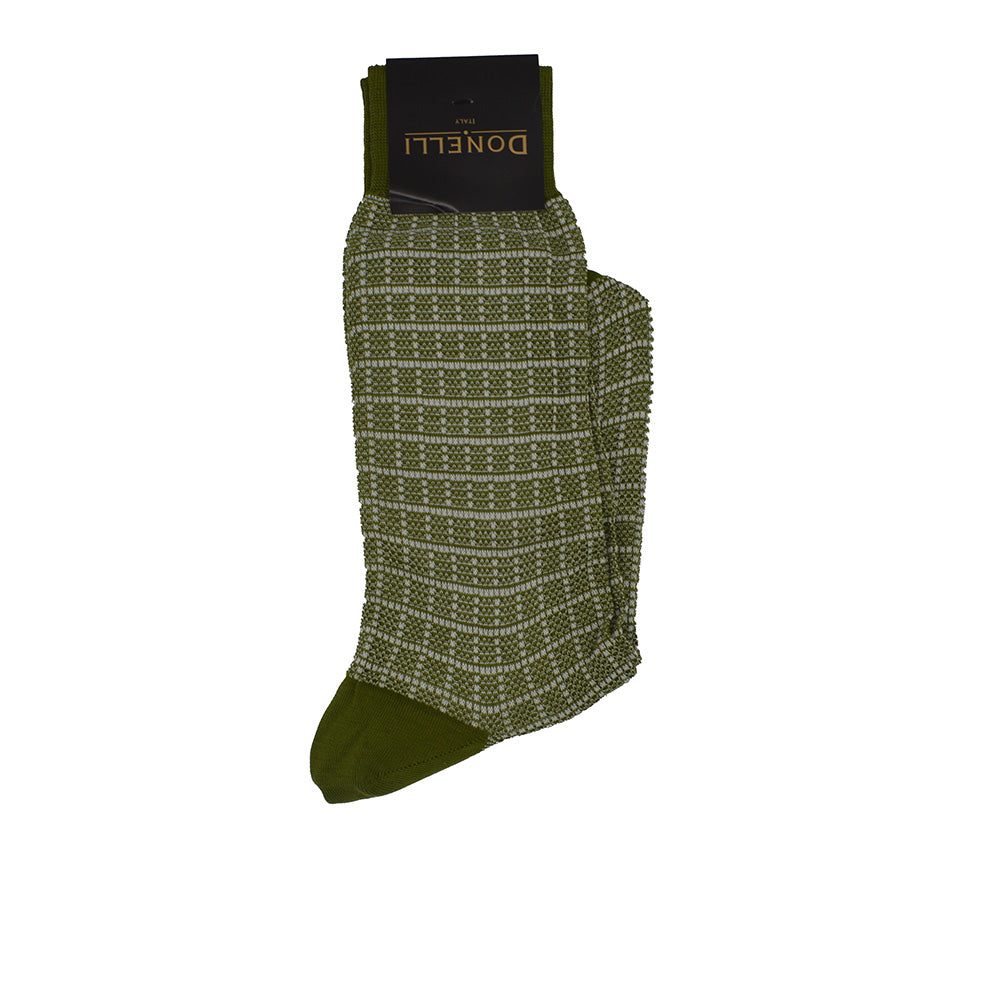 Men's Cotton Socks Olive and White - Cellini Uomo