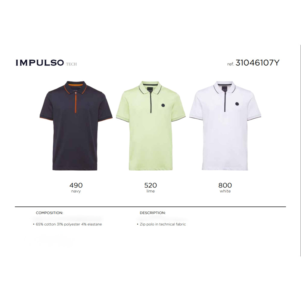 Impulso Zip Short Sleeves Polo 31046107Y - Cellini Uomo