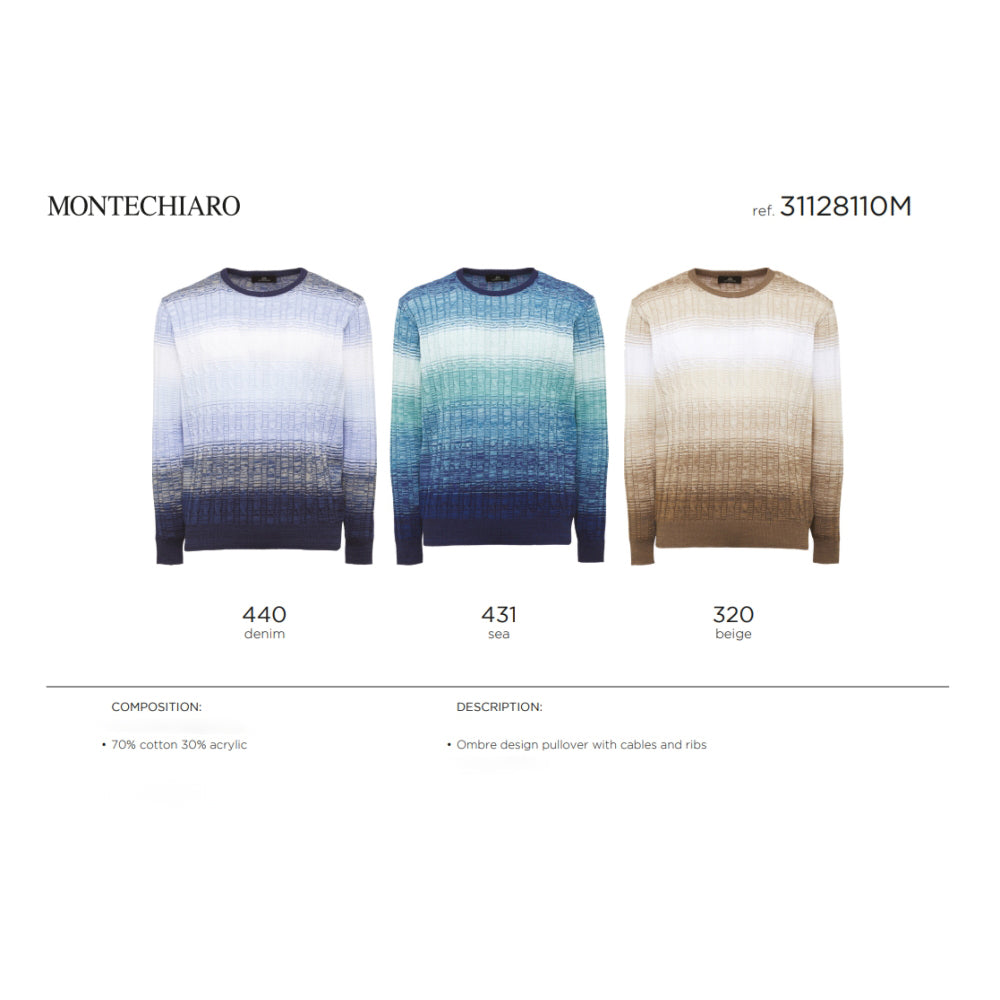 Montechiaro Crew Neck Italian Ombre Sweater 31128110M - Cellini Uomo