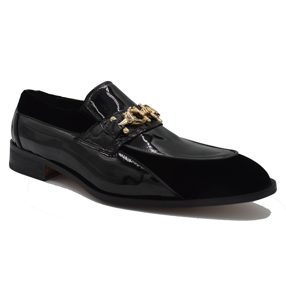 Mauri Alligator, Patent Leather and Velvet Loafer 3298