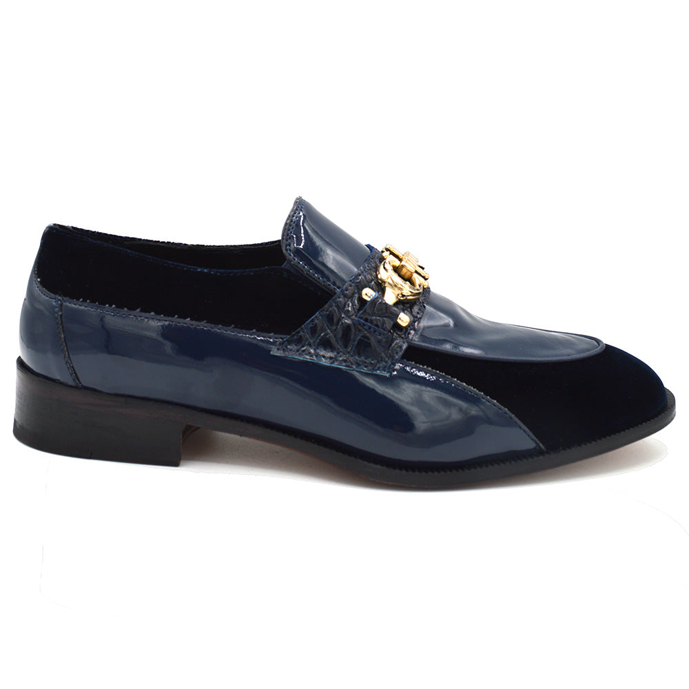 Mauri Alligator, Patent Leather and Velvet Loafer 3298