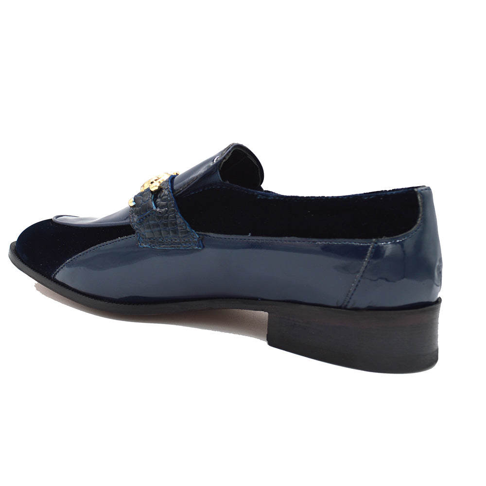 Mauri Alligator, Patent Leather and Velvet Loafer 3298