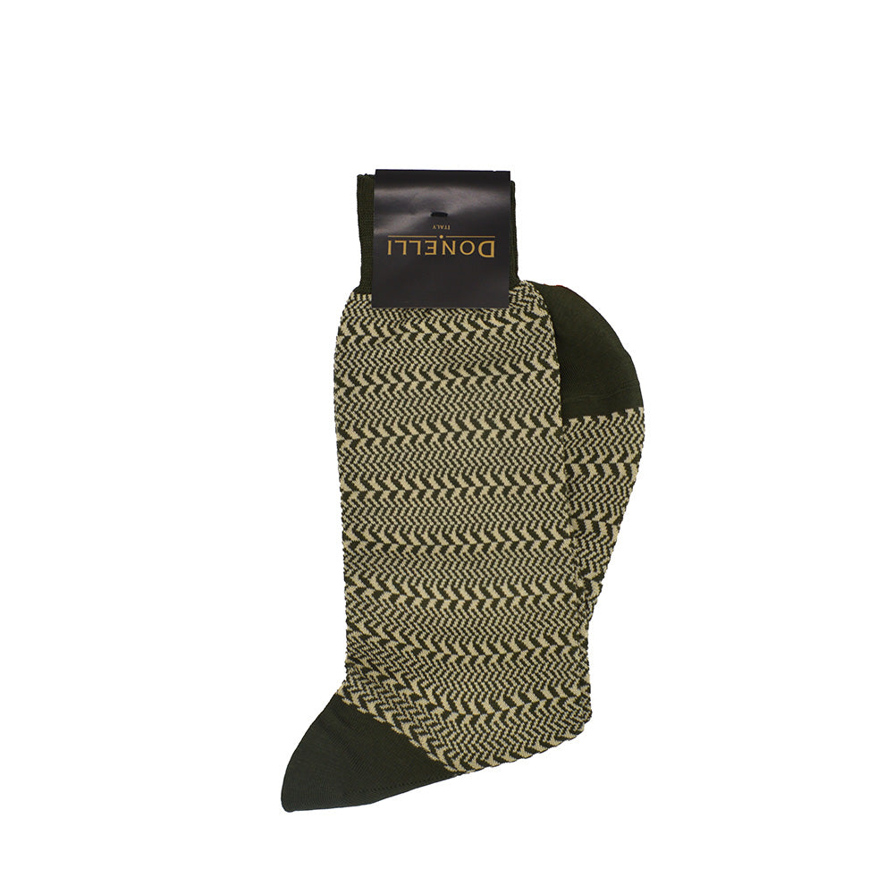 Men's Cotton Socks Dark and Light Olive Green - Cellini Uomo
