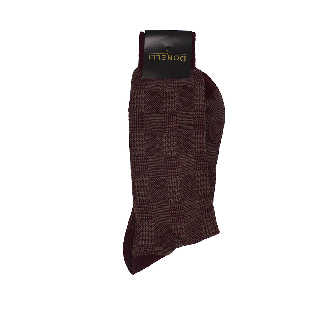 Men's Cotton Socks Burgundy Design - Cellini Uomo