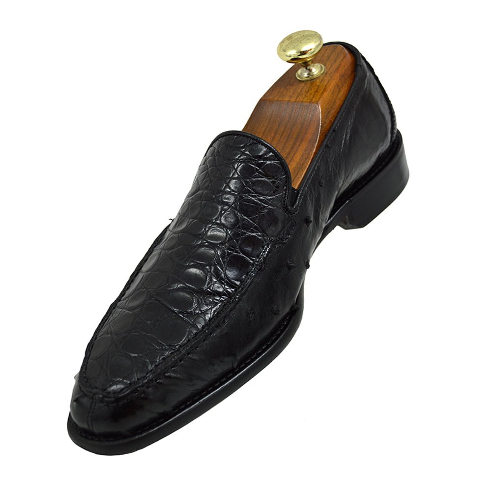 Toscana 4610 Brown Crocodile & Ostrich Loafer - Extra 30% Off At Checkout - Cellini Uomo