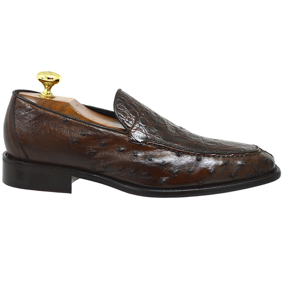 Toscana 4610 Brown Crocodile & Ostrich Loafer - Extra 30% Off At Checkout - Cellini Uomo