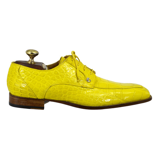 Mauri 4642 Alligator Lace Up Dress Shoes Yellow - Cellini Uomo