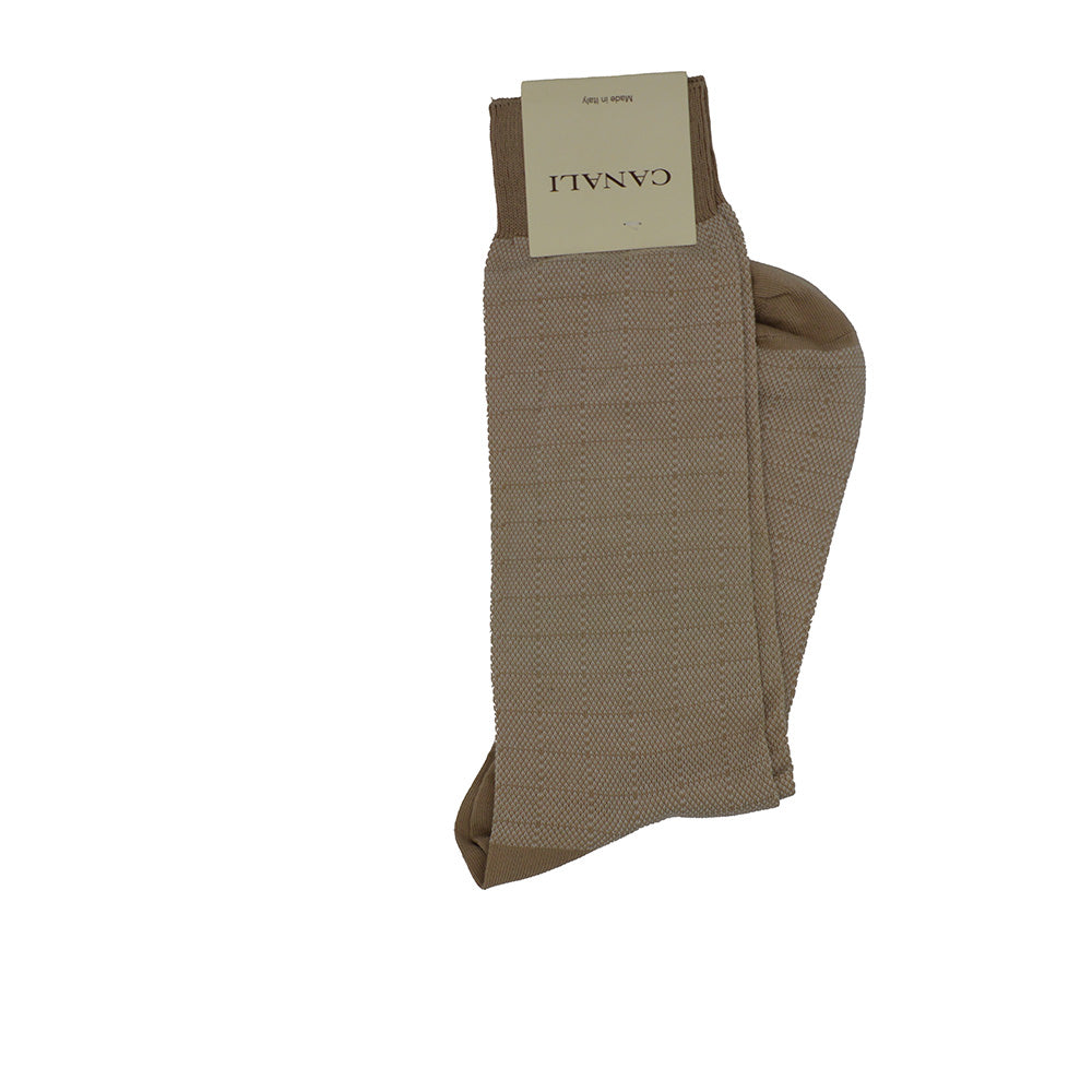 Men's Cotton Socks Medium Beige Design - Cellini Uomo