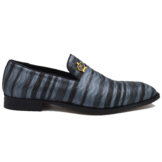 Mauri 4709 multi-grey fabric loafer shoes with a sleek design and comfortable slip-on style, perfect for casual wear.