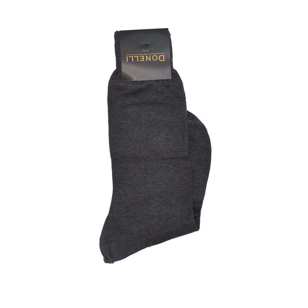 Men's Cotton Socks Olive Solid Medium Grey - Cellini Uomo