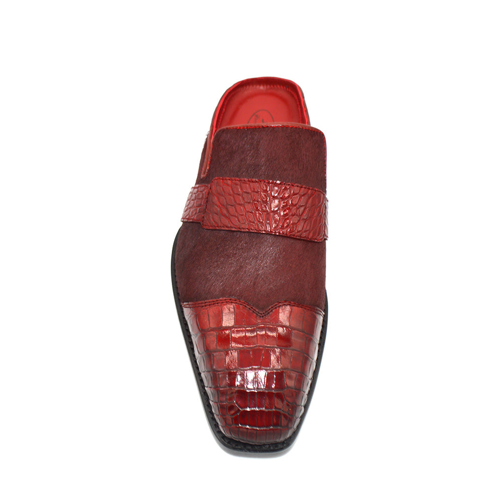 Sheriff Collection Burgundy Alligator and Pony Slipper 2413-2002 - Cellini Uomo
