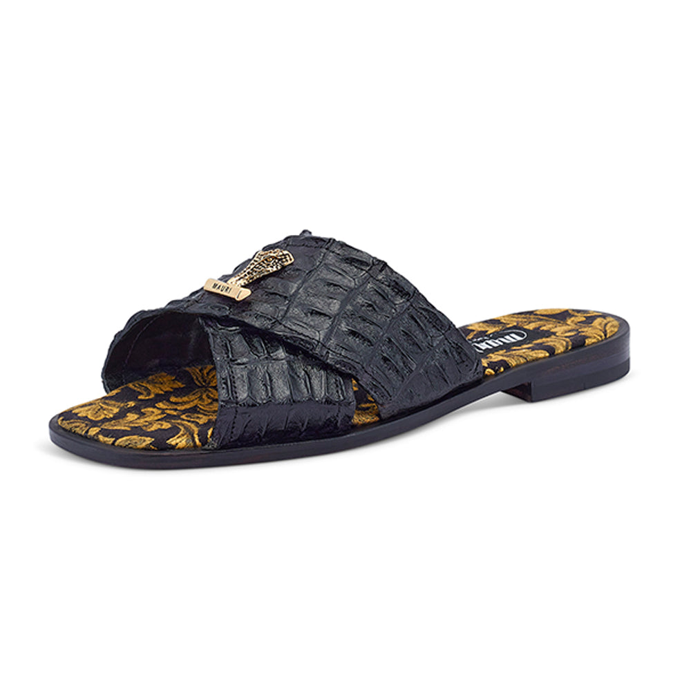 Black Mauri 5134 Hornback Sandal with adjustable straps and textured sole, showcasing stylish and comfortable footwear.