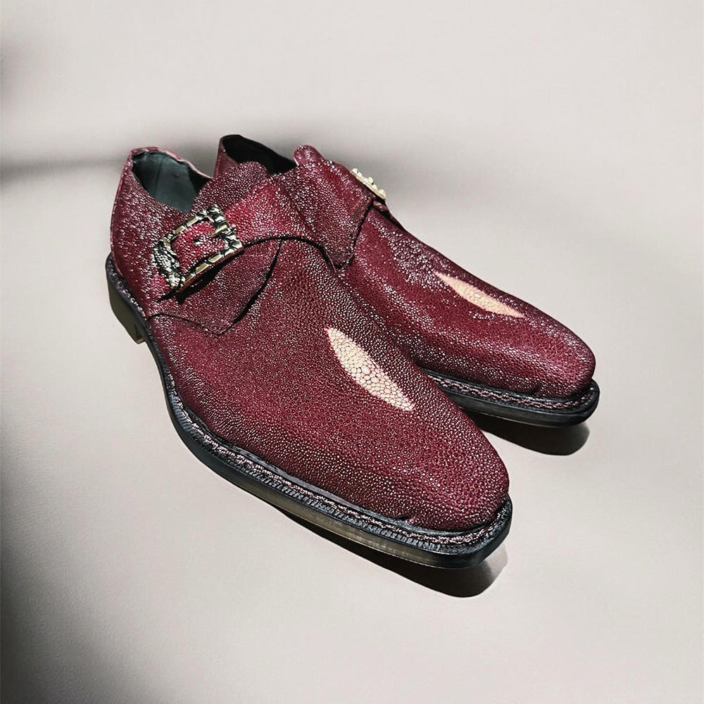 Mauri Stingray Ruby Red Monk Strap Shoes | Cellini Uomo Mauri Stingray Ruby Red Monk Strap Shoes | Cellini Uomo