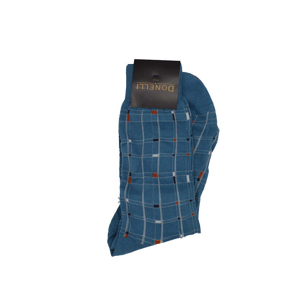 Men's Cotton Socks Aegean Blue - Cellini Uomo