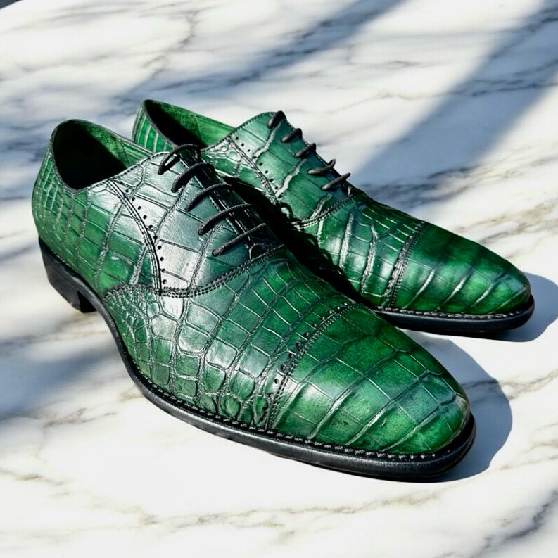 Calzoleria Toscana Caiman Cap-Toe Dress-Up Shoes - Cellini Uomo