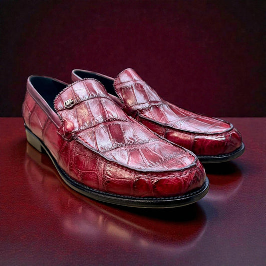 Mauri 1028 alligator leather loafer shoes with sleek design and detailed stitching, showcasing premium craftsmanship.