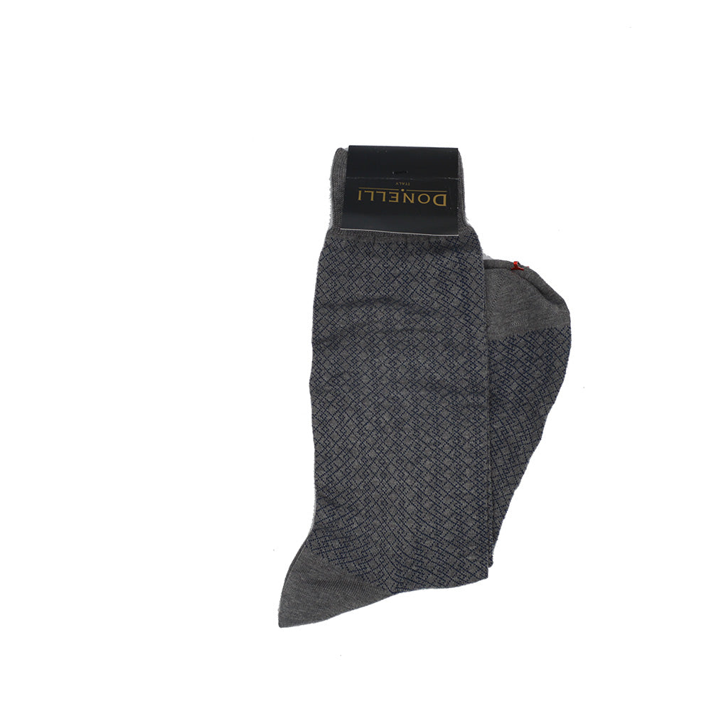 Men's Cotton Socks Olive Medium Grey and Blue - Cellini Uomo