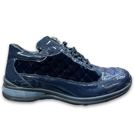 Mauri 8415 Patent Leather, Hornback and Velvet Sneakers - Cellini Uomo
