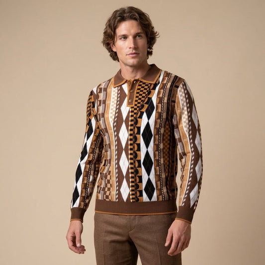 Prestige Wool Blend Geometric Multi Colors Sweater 6502