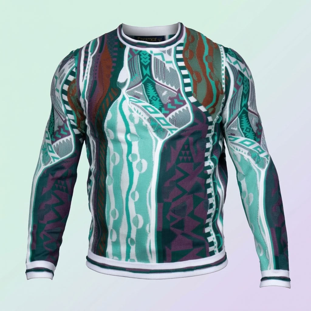 Prestige SW-6554 Wool-Blend Vintage-inspired Multicolor Sweater
