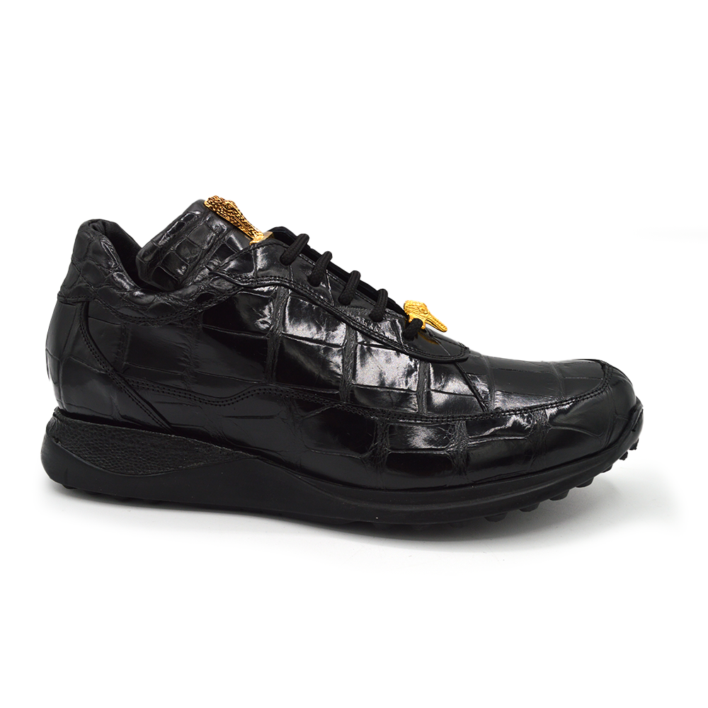 Black Mauri Casual Alligator Sneaker 8814 with textured alligator pattern, casual style, and lace-up design.