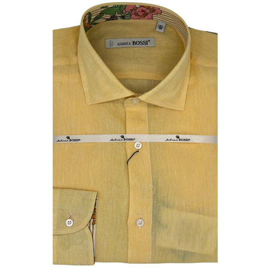 Andrea Bossi Linen Button Up Long-Sleeve Shirts - 175, 92, 14 - Cellini Uomo