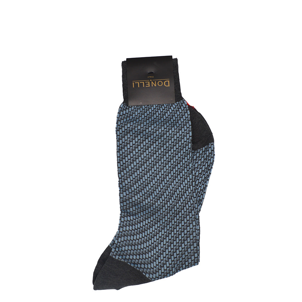 Men's Cotton Socks Grey and Light Blue - Cellini Uomo