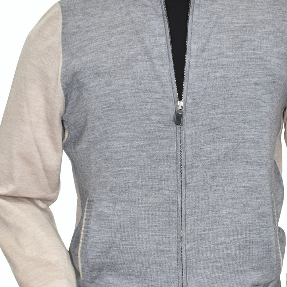 Marcello 915 Zip Grey and Beige Sweater - Cellini Uomo
