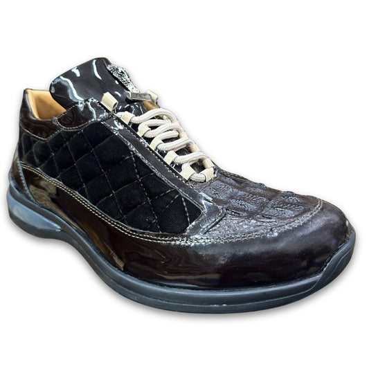 Mauri 8415 Patent Leather, Hornback and Velvet Sneakers - Cellini Uomo
