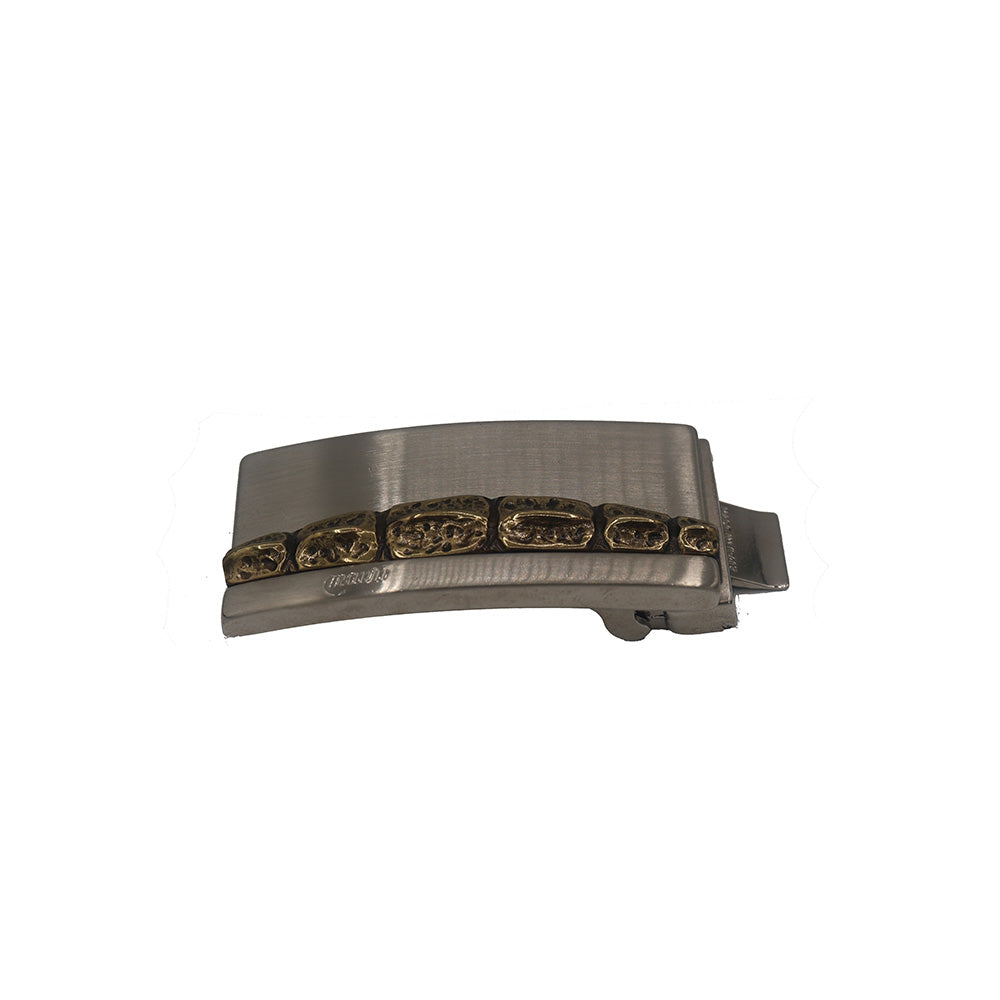 Mauri Silver Square Buckle with Gold Design - Cellini Uomo