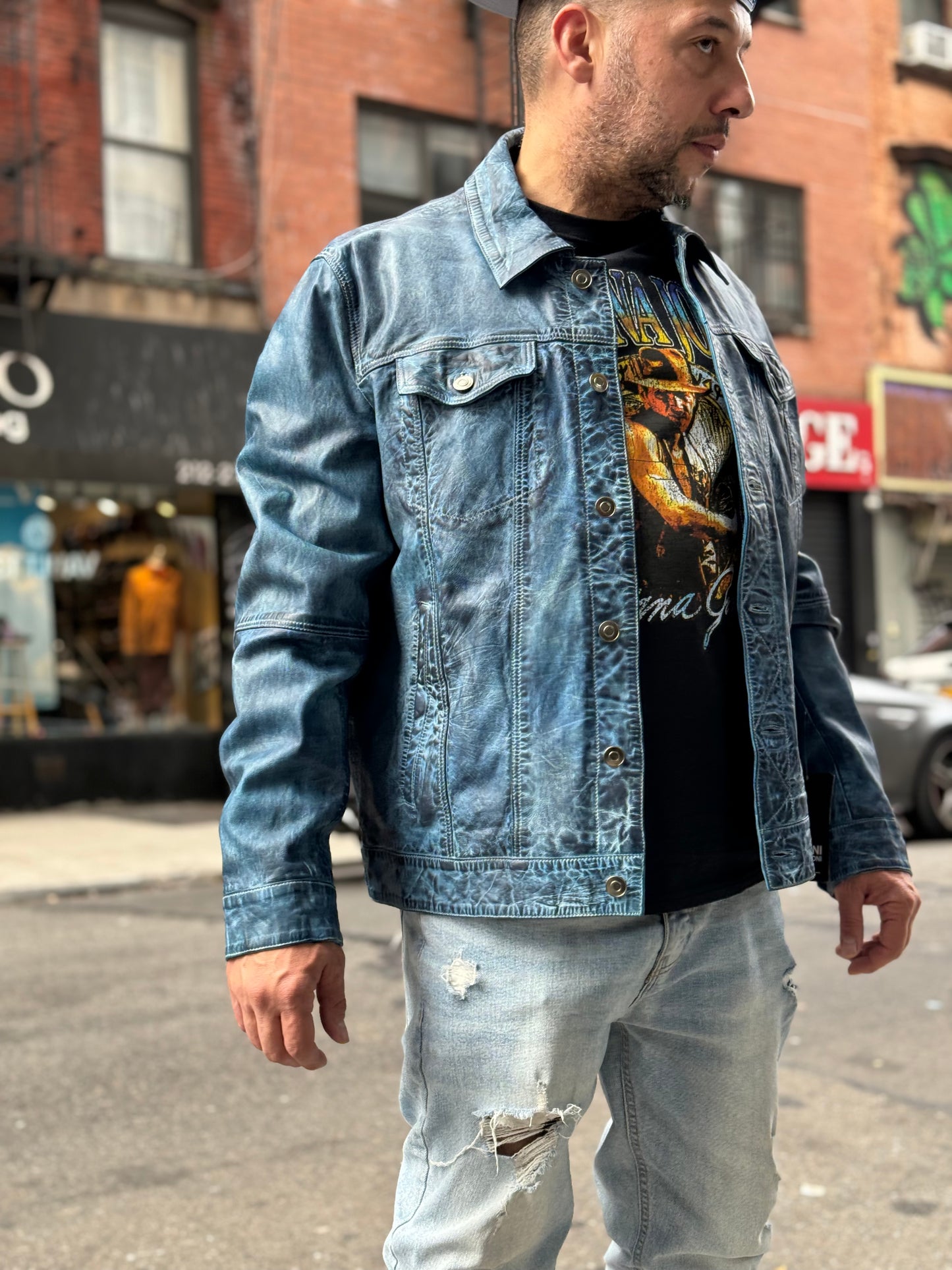 New Unique Missani BF Leather Jean Jacket 392994