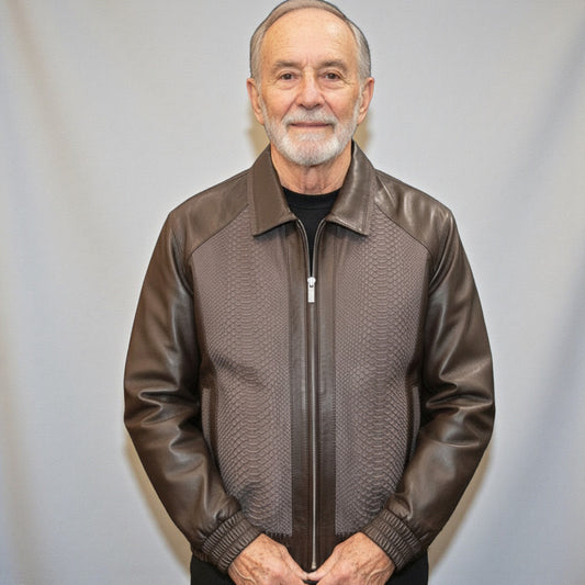 Torras Lambskin Leather and Genuine Python Jacket N82E215A - Cellini Uomo