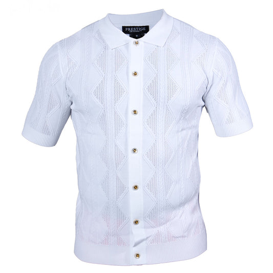Prestige Polo Neck Button Up Short Sleeve Shirt CMK-302 - Cellini Uomo