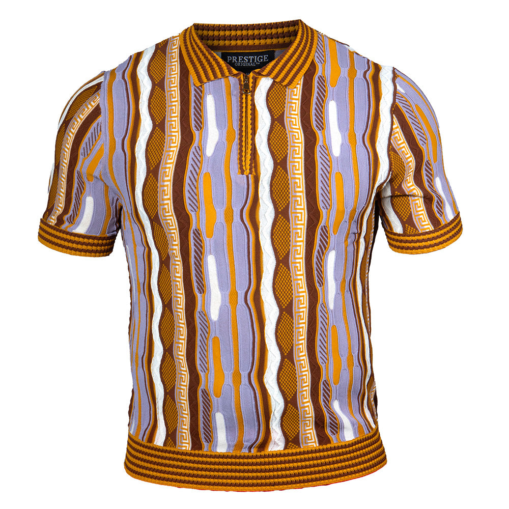 Prestige Polo Neck Zip Up Short Sleeve Shirt CMK-396 - Cellini Uomo