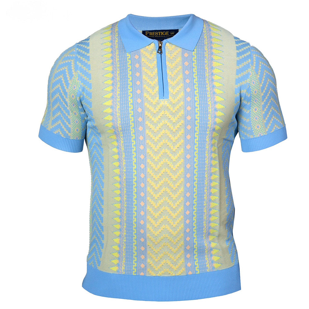 Prestige Polo Neck Half Zip Short Sleeve Shirt CMK-400 - Cellini Uomo