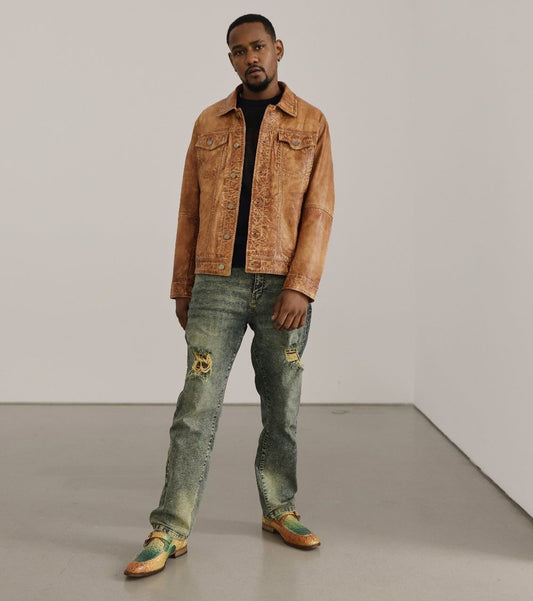 Unique Missani Le Collezioni BF Leather Jean Jacket 392994 - Cellini Uomo