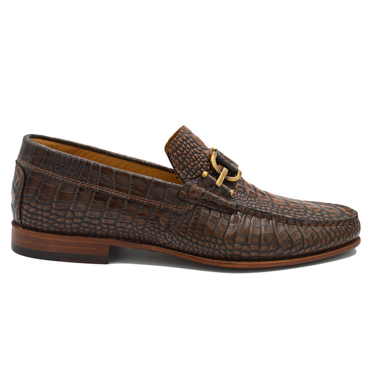 Donald Pliner DACIO embossed crocodile leather slip-on loafer, showcasing sleek design and textured finish.