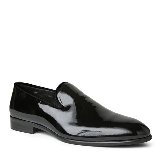 Bruno Magli Danilo A-Line Black Patent Leather Smoking Loafers - Cellini Uomo